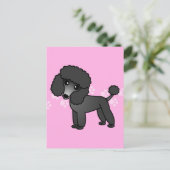 Cute Black Podle Cartoon - Roze handdruk Briefkaart (Staand voorkant)