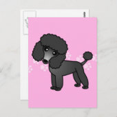 Cute Black Podle Cartoon - Roze handdruk Briefkaart (Voorkant / Achterkant)
