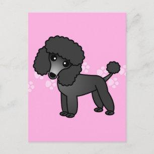 Cute Black Podle Cartoon - Roze handdruk Briefkaart