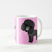 Cute Black Podle Cartoon - Roze handdruk Koffiemok (Voorkant rechts)