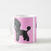 Cute Black Podle Cartoon - Roze handdruk Koffiemok (Voorkant links)