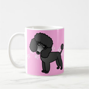 Cute Black Podle Cartoon - Roze handdruk Koffiemok