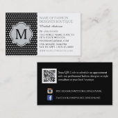 Cute Black Polka Dots with Girly Monogram Boutique Visitekaartje (Voorkant / Achterkant)