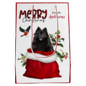 Cute Black Pomeranian Dog Kerstmis Medium Cadeauzakje (Achterkant)