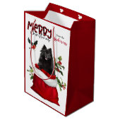 Cute Black Pomeranian Dog Kerstmis Medium Cadeauzakje (Achterkant Gekanteld)