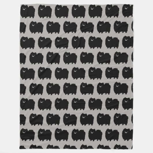 Cute Black Pomeranian Dogs Pattern Fleece Deken (Voorkant)