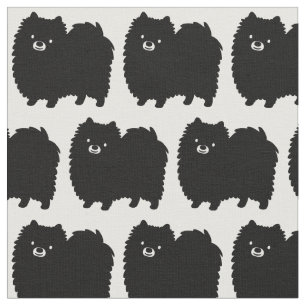 Cute Black Pomeranian Dogs Pattern Stof