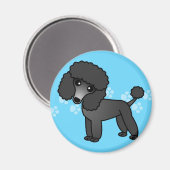 Cute Black Poodle Cartoon Magneet (Voorkant / Achterkant)