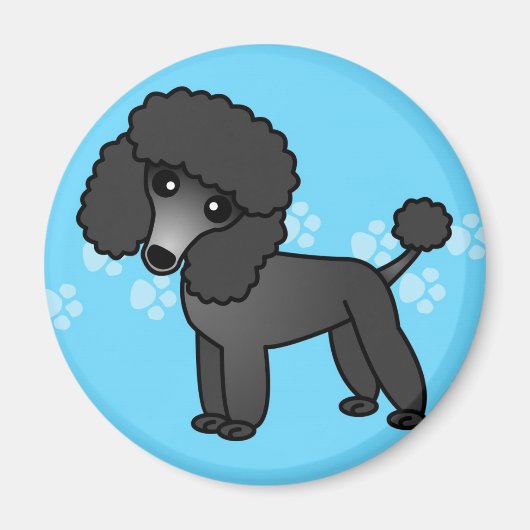 Cute Black Poodle Cartoon Magneet (Voorkant)