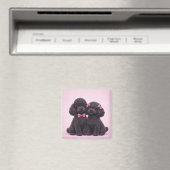 Cute Black Poodle Couple Valentine Illustration  Magneet (Insitu (Vaatwasser))
