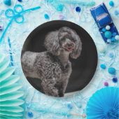 Cute Black Poodle Dog Head glimlachen Papieren Bordje (Feest)