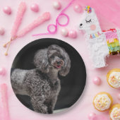 Cute Black Poodle Dog Head glimlachen Papieren Bordje (Feest)