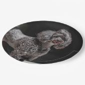 Cute Black Poodle Dog Head glimlachen Papieren Bordje (Gekanteld)