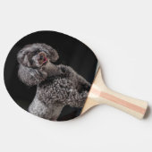 Cute Black Poodle Dog Head glimlachen Tafeltennisbatje (Zijkant)