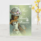 Cute Black Princess Birthday Kaart (Gele Bloem)