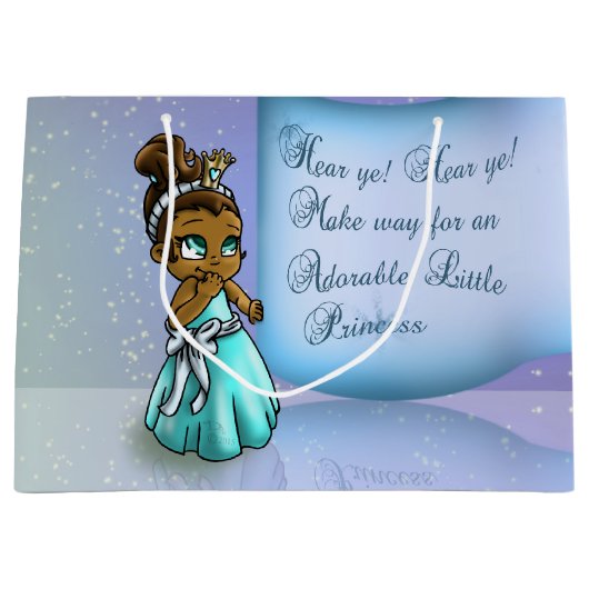 Cute Black Princess Birthday Large Cadeautasje (Voorkant)