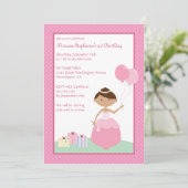 Cute black princess verjaardagsfeest kaart (Staand voorkant)