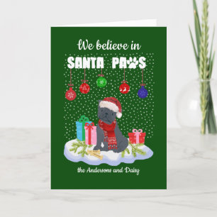 Cute Black Pug Believe in Kerstmis met kerstmis    Feestdagen Kaart