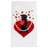 Cute Black Pug die Happy Valentine's dag wenst Klein Cadeauzakje (Voorkant)