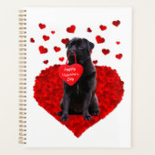 Cute Black Pug die Happy Valentine's dag wenst Planner (Voorkant)