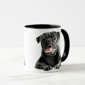 Cute Black Pug Dog Animal Pets art. Mok (Voorkant rechts)