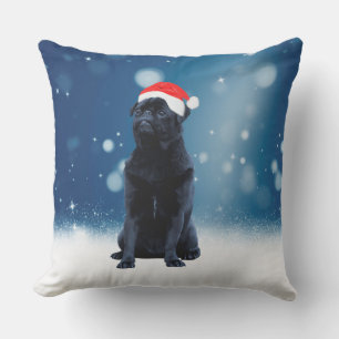 Cute Black Pug Dog Kerstkerstkerstkerstkerstkerstk Buitenkussen