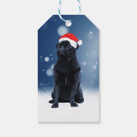 Cute Black Pug Dog Kerstkerstkerstkerstkerstkerstk Cadeaulabel (Achterkant)
