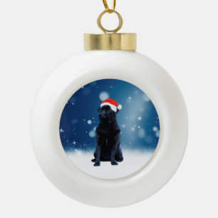 Cute Black Pug Dog Kerstkerstkerstkerstkerstkerstk Keramische Bal Ornament