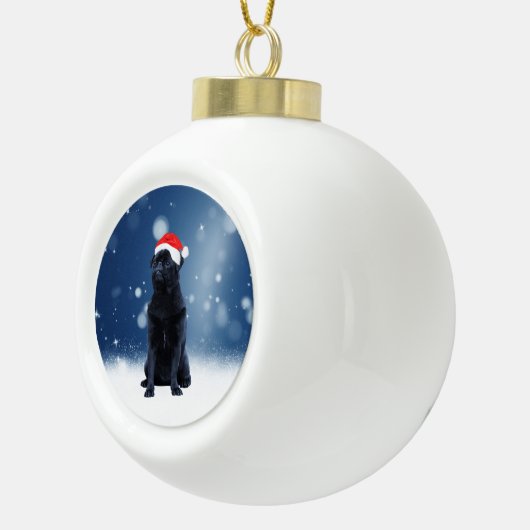 Cute Black Pug Dog Kerstkerstkerstkerstkerstkerstk Keramische Bal Ornament (Rechts)