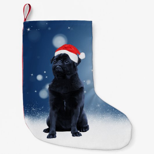 Cute Black Pug Dog Kerstkerstkerstkerstkerstkerstk Kleine Kerstsok (Voorkant)
