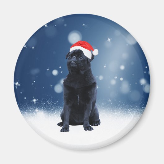 Cute Black Pug Dog Kerstkerstkerstkerstkerstkerstk Magneet (Voorkant)