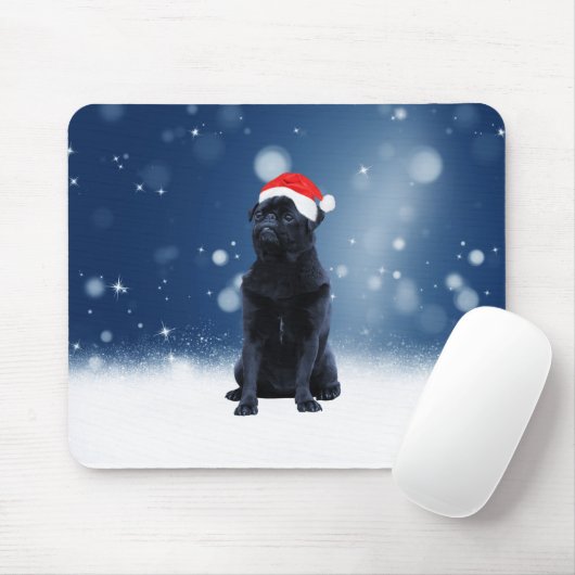 Cute Black Pug Dog Kerstkerstkerstkerstkerstkerstk Muismat (Met muis)