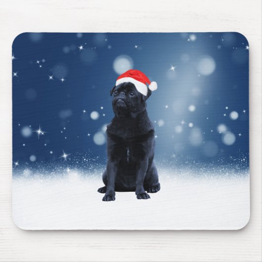 Cute Black Pug Dog Kerstkerstkerstkerstkerstkerstk Muismat (Voorkant)
