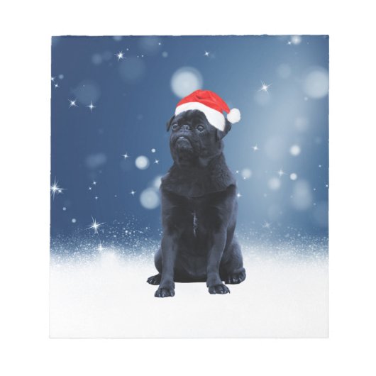 Cute Black Pug Dog Kerstkerstkerstkerstkerstkerstk Notitieblok (Voorkant)