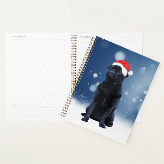 Cute Black Pug Dog Kerstkerstkerstkerstkerstkerstk Planner (Display)