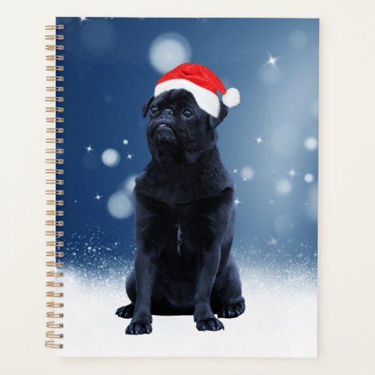 Cute Black Pug Dog Kerstkerstkerstkerstkerstkerstk Planner (Voorkant)