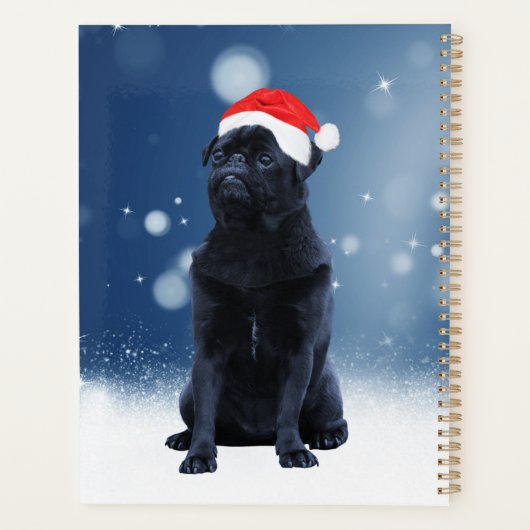 Cute Black Pug Dog Kerstkerstkerstkerstkerstkerstk Planner (Achterkant)