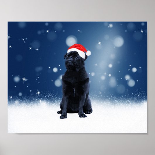 Cute Black Pug Dog Kerstkerstkerstkerstkerstkerstk Poster (Voorkant)
