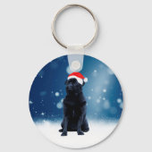 Cute Black Pug Dog Kerstkerstkerstkerstkerstkerstk Sleutelhanger (Voorkant)