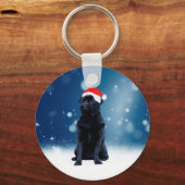 Cute Black Pug Dog Kerstkerstkerstkerstkerstkerstk Sleutelhanger (Voorkant)