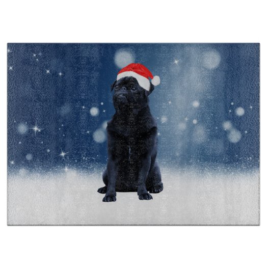 Cute Black Pug Dog Kerstkerstkerstkerstkerstkerstk Snijplank (Voorkant)