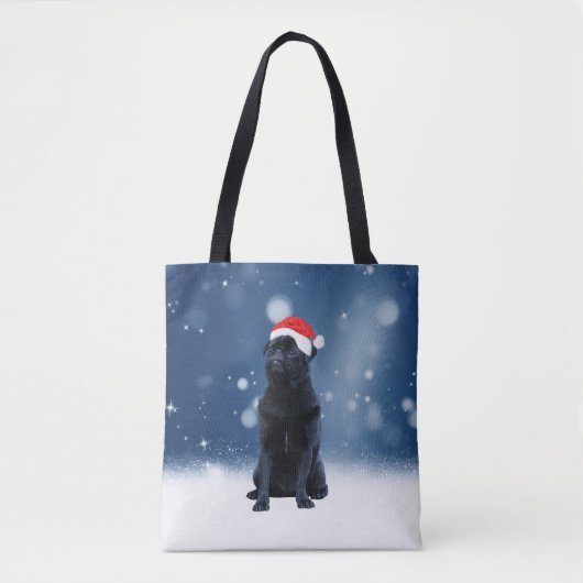 Cute Black Pug Dog Kerstkerstkerstkerstkerstkerstk Tote Bag (Voorkant)
