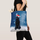 Cute Black Pug Dog Kerstkerstkerstkerstkerstkerstk Tote Bag (Dichtbij)
