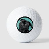 Cute Black Pug Face Charm | Unique Custom Dog Love Golfballen (Voorkant)
