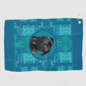 Cute Black Pug Face Charm | Unique Custom Dog Love Golfhanddoek (Horizontaal)