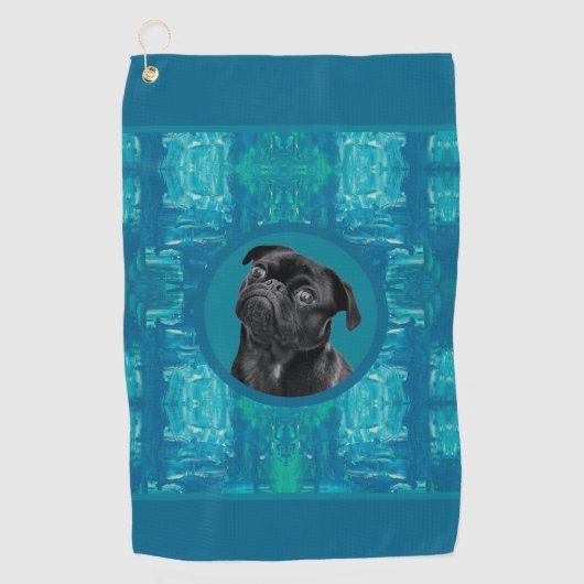 Cute Black Pug Face Charm | Unique Custom Dog Love Golfhanddoek (Voorkant)