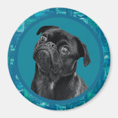 Cute Black Pug Face Charm | Unique Custom Dog Love Magneet (Voorkant)