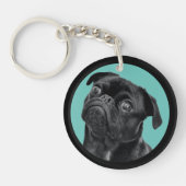 Cute Black Pug Face Charm | Unique Custom Dog Love Sleutelhanger (Voorkant)