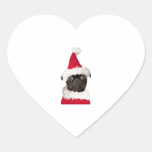 Cute Black Pug in kerstkerstkerstkerstkerstkerstke Hart Sticker (Voorkant)