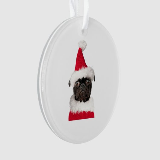 Cute Black Pug in kerstkerstkerstkerstkerstkerstke Ornament (voorkant)
